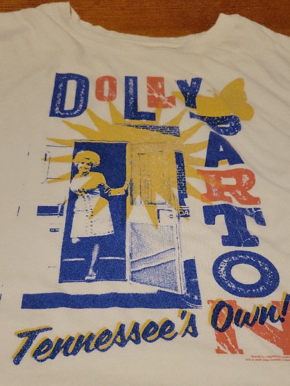 Old Navy White Kids' Dolly Parton Graphic Tee with Blue, Yellow, Orange Print - Picture 3 of 4